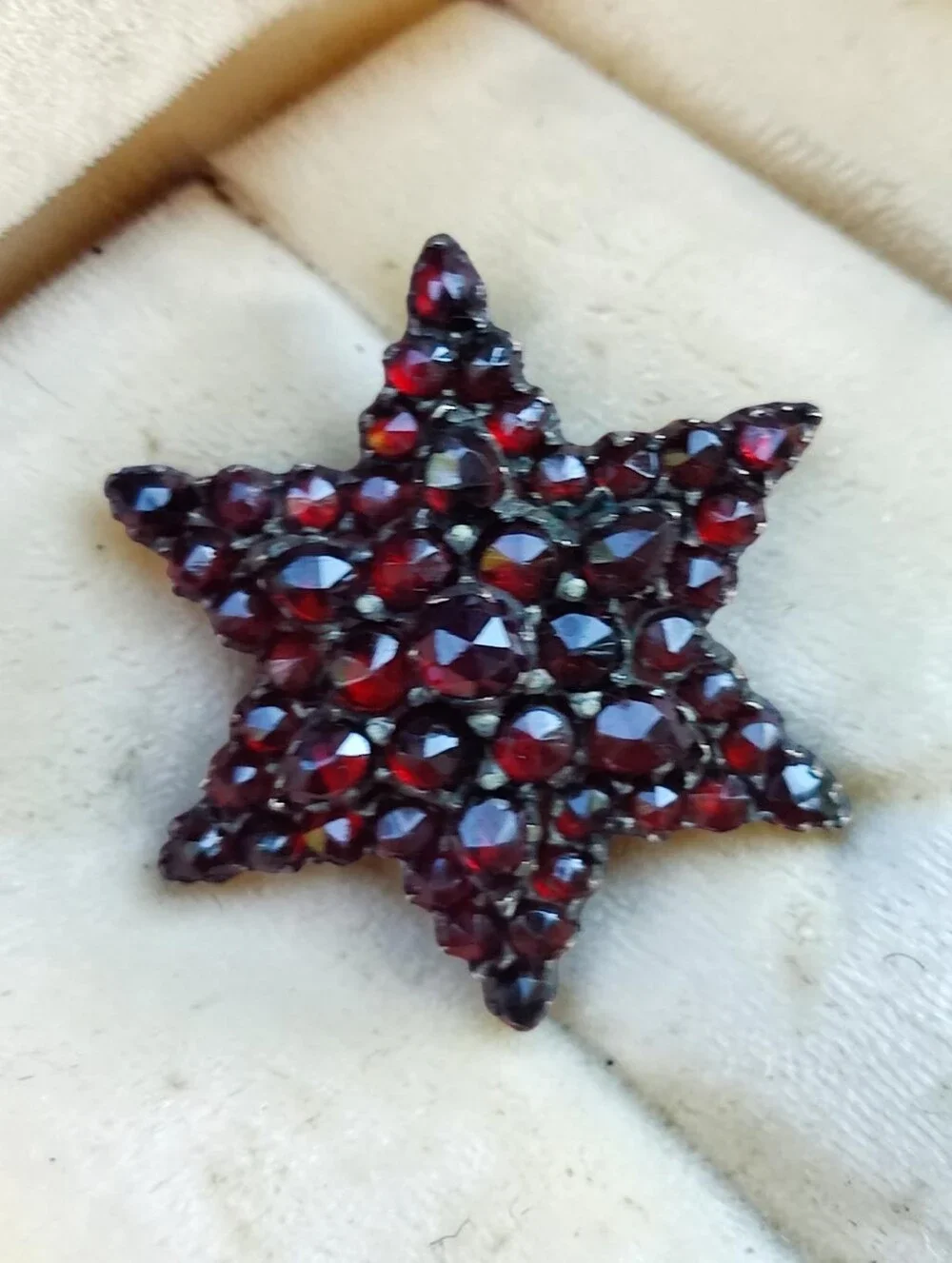 ⭐ Antique Bohemian Garnet Star Brooch
